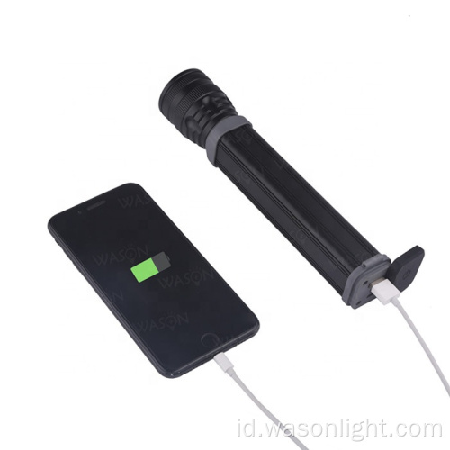 Versi Baru Zoom Terang Bentuk Panjang Bentuk Darurat Energi Surya Surya 3.7V Torch Senter LED Rechargeable dengan USB Charger